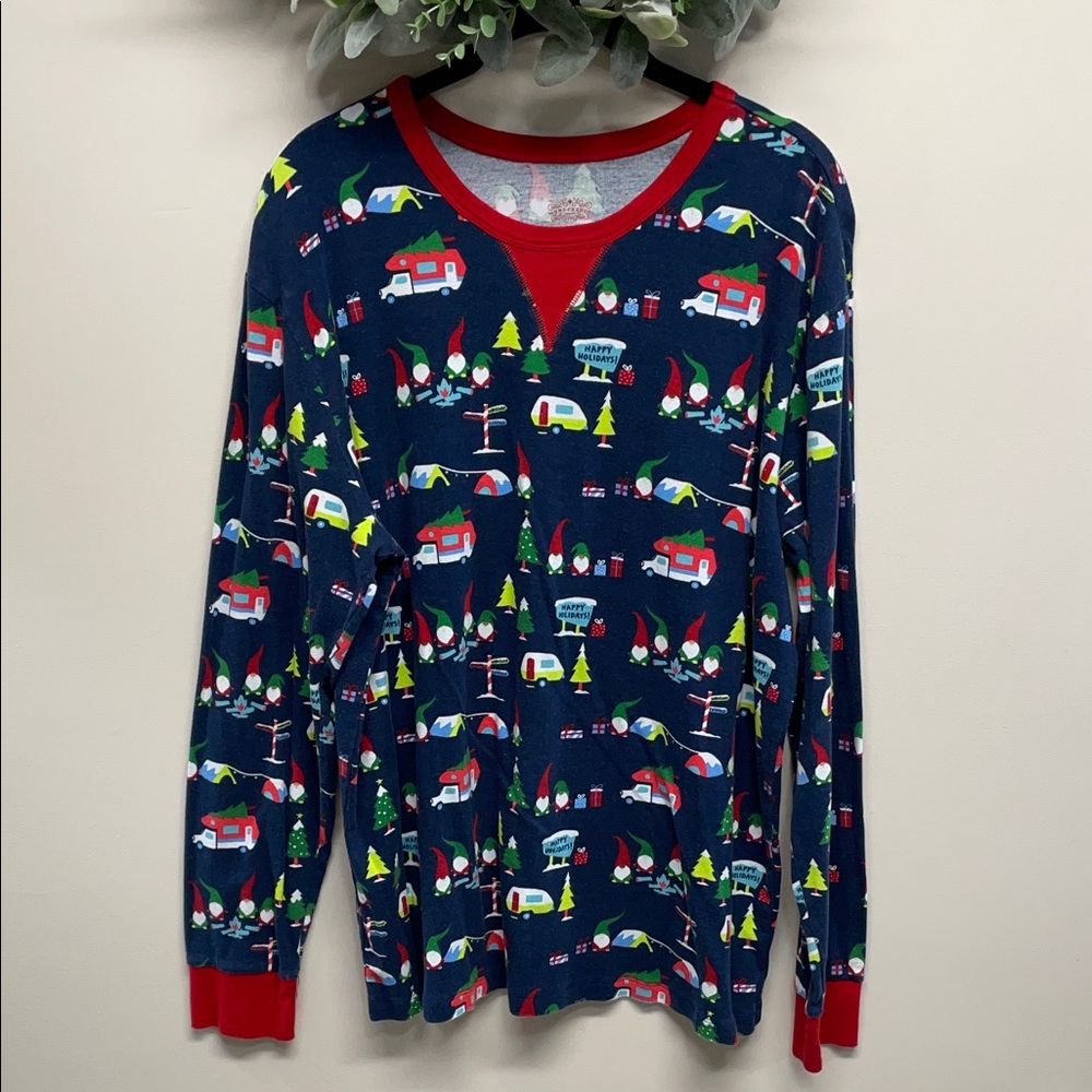 Wondershop At Target Christmas Holiday Camping Gnomes Long Sleeve Pajama Top L